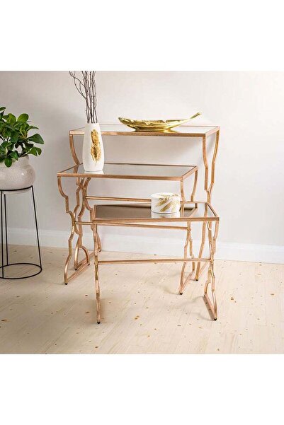 Generic Homez Side Table S/3 Metal Gold