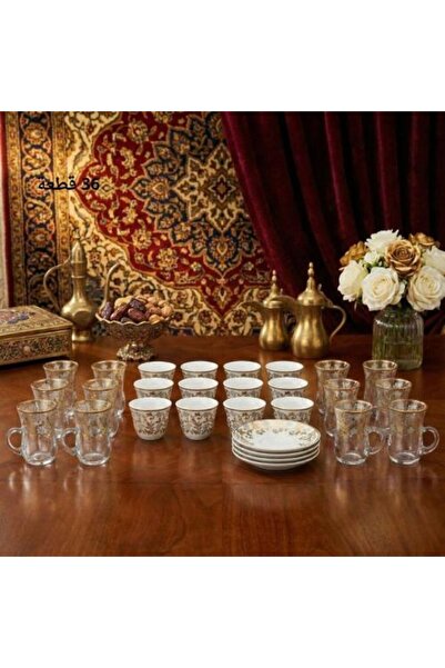 Generic Luxury Hospitality Set 36 Pieces for Tea and Coffee - Golden Leaf Pat...