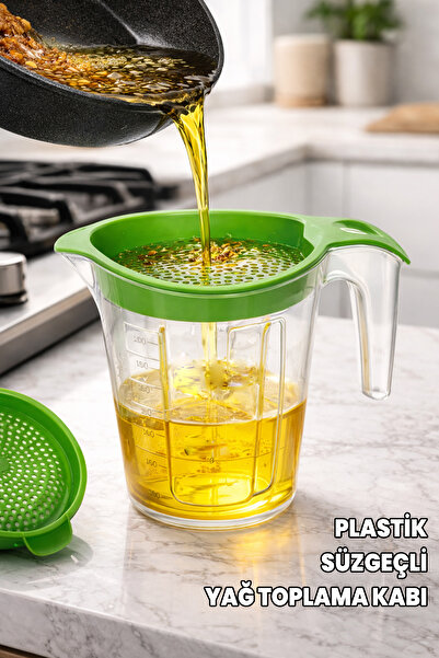 Destpak Oil Storage Container with Strainer - 500 ml - Plastic - Dishwasher S...
