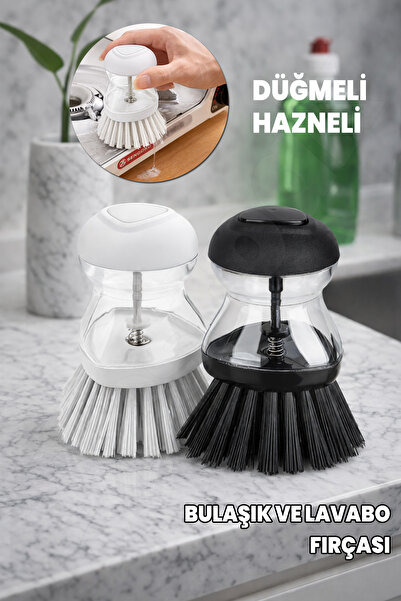 Destpak Hazneli Bulaşık Fırçası - Deterjan Hazneli Bulaşık Fırçası Düğmeli Zo...