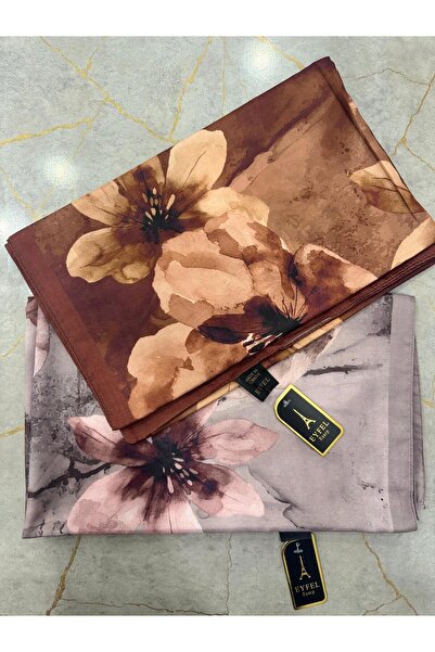 Eyfel Batık Çiçek Desen Bambu Şal