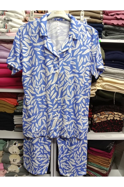 Butik Kısa kollu penye kumaş Büyük beden gecelik takımı