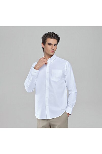 Giordano Men's Wrinkle Free Oxford Long Sleeve Shirt