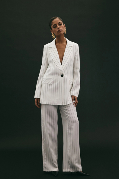 Sateen Pantaloni cu dungi Rina - Ecru