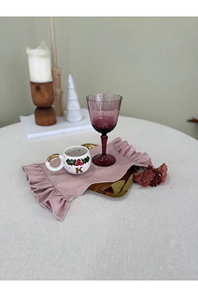 KaiAtelier غطاء صينية من الكتان المزخرف باللون الوردي