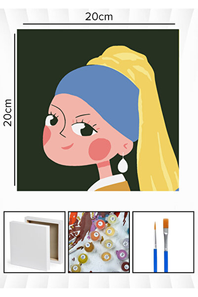 Corvo Sayılarla Boyama 20x20 Cm Tuval Seti Fırça Boya Dahil Çıtaya Gerili - İ...