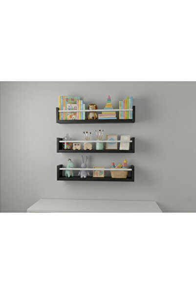 EGN WOODS 50X9X3 Black Mdf Baby Room Organizer Children's Room Montessori Edu...