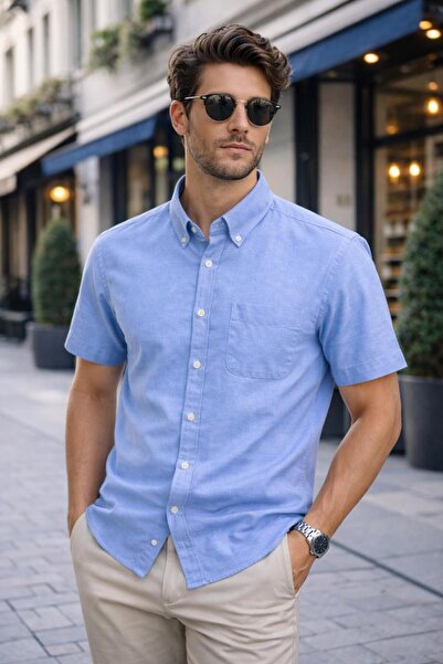 ALnama Men's classic summer shirt with short sleeves