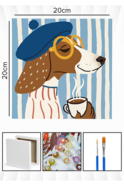 Corvo Sayılarla Boyama 20x20 Cm Tuval Seti Fırça Boya Dahil Çıtaya Gerili - K...