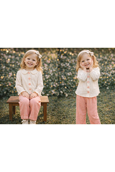 kahkaha kids Κοριτσίστικο Σετ 2 τεμαχίων: Πουκάμισο και Παντελόνι – Κομψός κα...