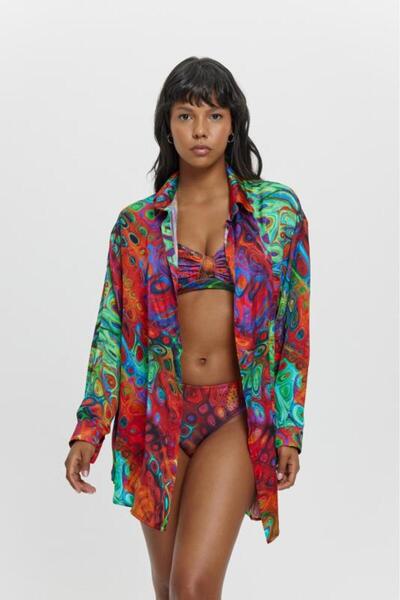 Louren قميص P15030 بأزرار أمامية على شكل حرف U/K