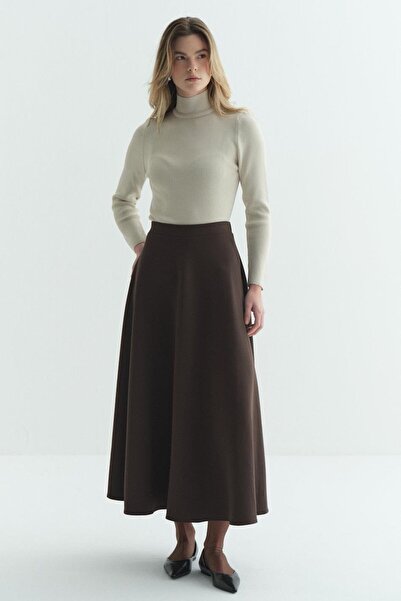Merve Gültekin Scuba Skirt Brown