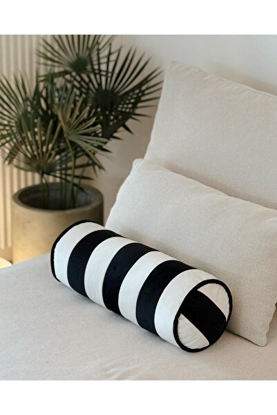 Hestia Home Pernă cilindrică din catifea cu dungi