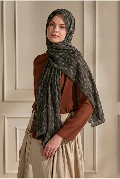 SilkTouch Acı Kahve Bambi Desenli Bordürsüz Organik Şal Model 2