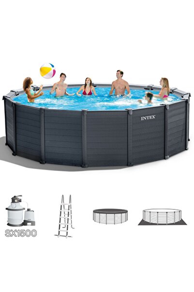 Intex 26384 478x124cm Graphite Gray Panel Prefabrik Havuz 220v Filtreli