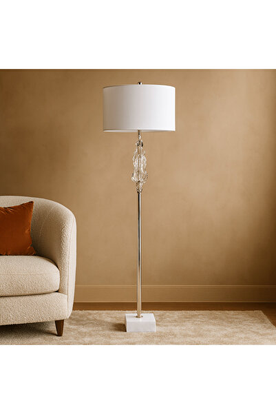 Sagebrook Home مصباح أرضي من مادة البولي ريزين، فضي اللون