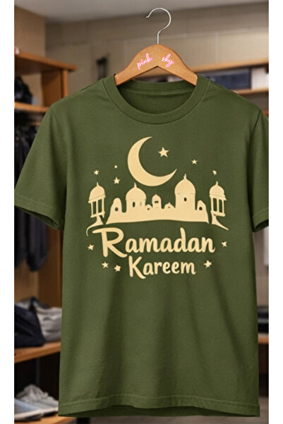 Pink Sky Ramazan1 Kareem Patterned Unisex Cotton Summer T-Shirt