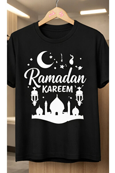 Pink Sky Ramazan1 Kareem Patterned Unisex Cotton Summer T-Shirt
