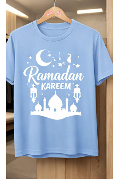 Pink Sky Ramazan1 Kareem Patterned Unisex Cotton Summer T-Shirt