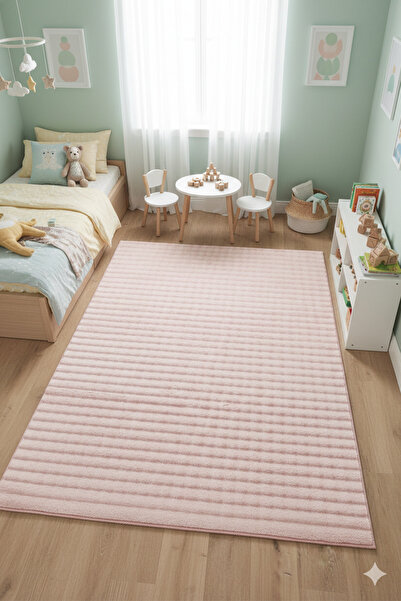 tropikal home Pembe Bubble Kaymaz Taban Peluş Yolluk Halı Leke Tutmaz Kolay T...