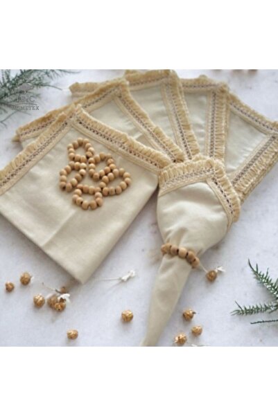 DNC home tekstil طقم مناديل من الكتان الخام (هدية مع مشبك)