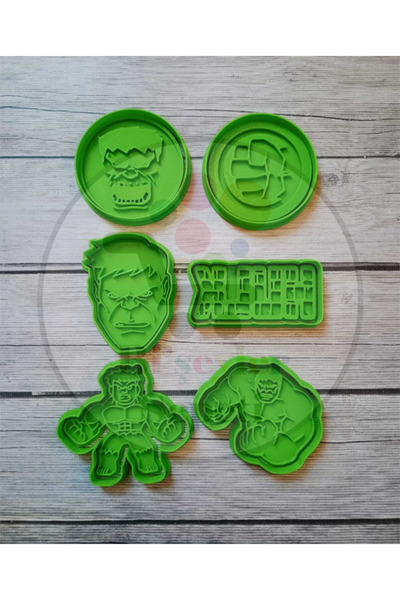 Bi'şeyler Sepeti Hulk Themed Cookie Mold - Cookie Cutter 6 Figures 12 Pieces