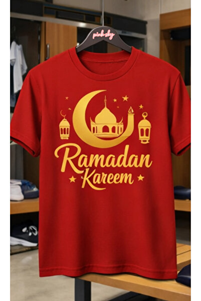 Pink Sky Ramazan1 Kareem Patterned Unisex Cotton Summer T-Shirt