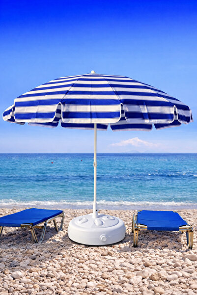 TOHA 2 Metre Plaj Şemsiyesi 10 Telli Eğilebilir | %100 Pamuk Kumaş, Bahçe ve ...