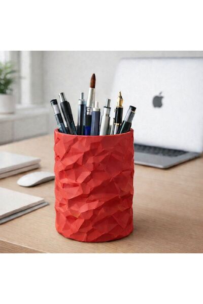 Basart Dokulu 3D Yazıcı Üretimi Dekoratif Masa Üstü Kalemlik ve Organizer