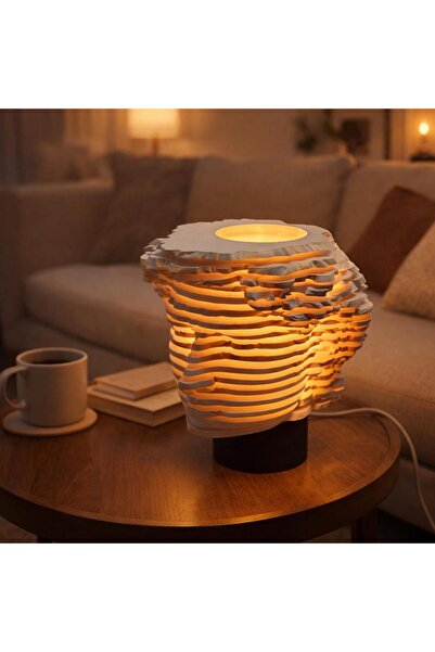 Basart Katmanlı Yüz Tasarımlı 3D Yazıcı Üretimi Dekoratif Masa Lambası ve Aba...