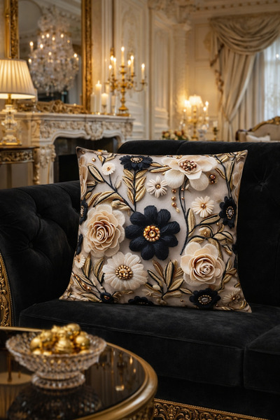 Gizo Home Dijital Baskılı 5d Bohem Punch Nakış Desenli Dekoratif Kırlent Kılı...