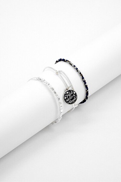 Alex and Ani Women Joyful Merry Blessed Bangle Bracelet Set, Silver