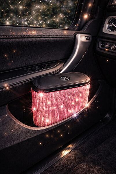 dizaynpark Pink Stone Car Trash Can Odorless with Lid