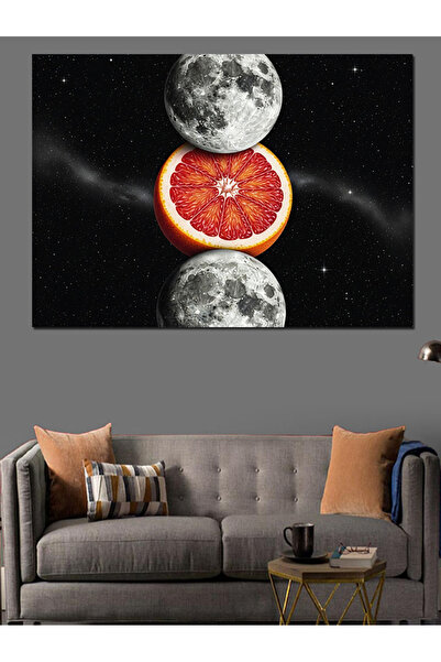 Artmeg Pânză decorativă spațială cu planete de grapefruit - Tablou din lemn MDF