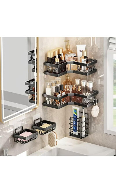 Primo Plus مجموعة من 5 قطع من منظم زاوية الدش، منظم دش لاصق