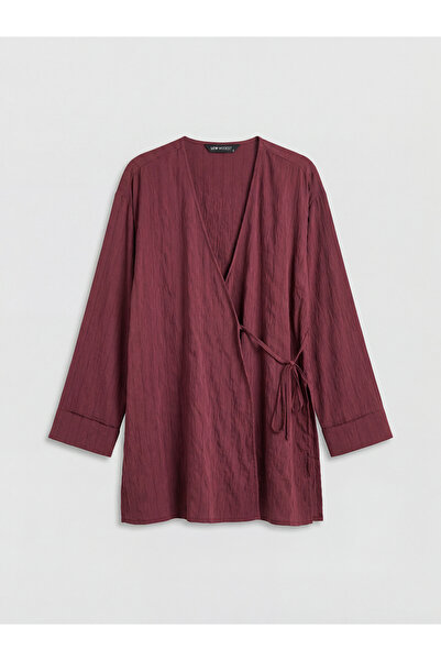 LC Waikiki NOUL SEZON DE LA GÜLİS GİYİM: Kimono de damă Bordeaux Kruv decolte...