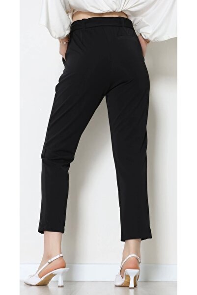 Bizde Ne Yok ki Ottoman Kuşaklı Pantolon Siyah
