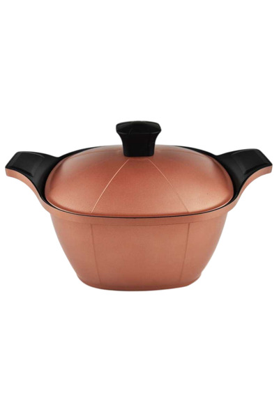Akdeniz Kendinden Kulplu 24 Cm Derin Kare Döküm Tencere Rose Gold