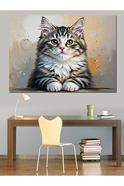 Artmeg Pânză decorativă Grey Tekir Cat Kitten - Masă din lemn MDF