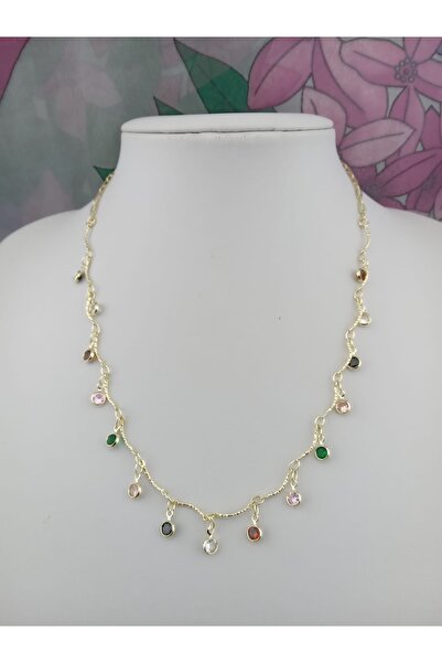 Orelia Takı Sallantılı Zirkon Taşlı Altın Kaplama Zincir Kolye