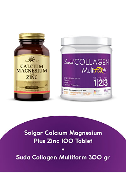 Solgar Calcium Magnesium Plus Zinc 100 Tablet + Suda Kollagen Multiform 300 g...