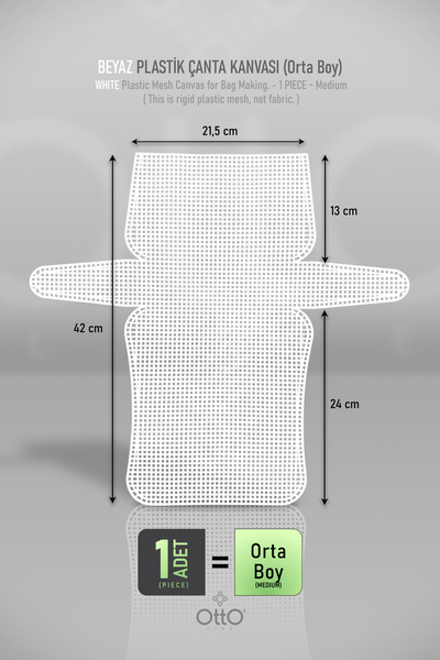 Otto Plastično Torba platno - belo - srednje veličine (21.5x42cm) - 1 komad