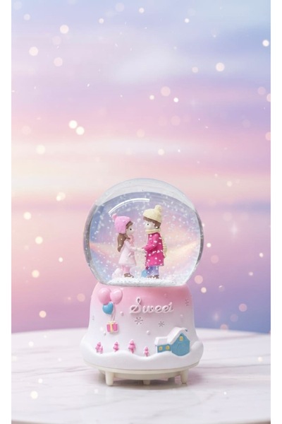 Store TATLI KIŞ MASALI BÜYÜK BOY KAR KÜRESİ 16x10 cm (ışıklı, müzikli ve kar ...