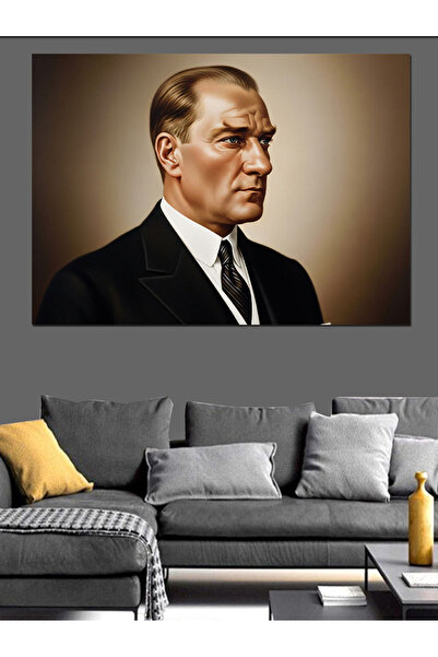 Artmeg Pânză decorativă cu Ataturk în costum - Tablou din lemn MDF