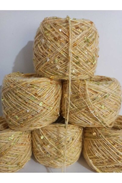 İPEK YÜN İPLİK DÜNYASI Moher Knitting Yarn (Yellow) Butterfly Glitter Mix 100Gr