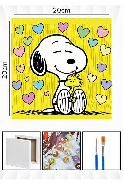 Corvo Sayılarla Boyama 20x20 Cm Tuval Seti Fırça Boya Dahil Çıtaya Gerili - S...