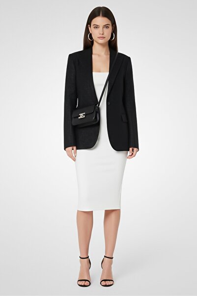 Karl Lagerfeld Women Regulat Fit Textured Casual Blazer, Black