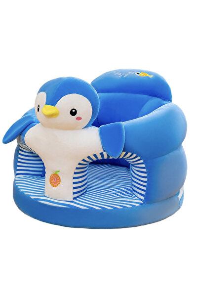 Krista Βρεφικό καρεκλάκι φαγητού με πλάτη και υποπόδιο - Μπλε και λευκό πιγκο...