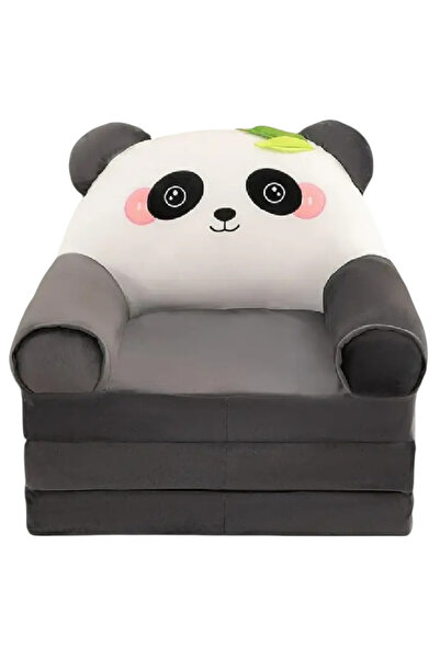 Krista Fotoliu extensibil din pluș și 3 plăci de burete Ursuleț Panda Gri și Alb