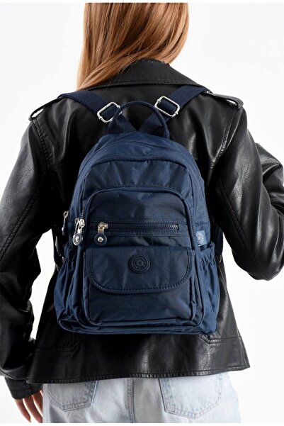 eflanmoda Multi-Compartment Women's Backpack Made of Crinkle Fabric Dimension...